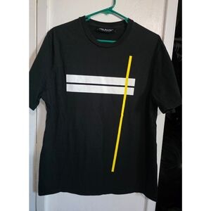 Neil Barrett Black Tee with Yellow and White Desing